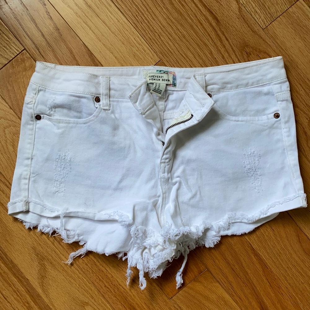 Forever 21 white jean shorts